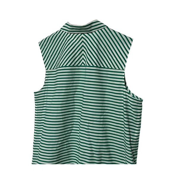 CHICOS TOP WOMENS 2 US 12/14 BUTTON UP TUNIC BLOUSE STRIPE GREEN OLD STOCK NWT - Picture 6 of 12